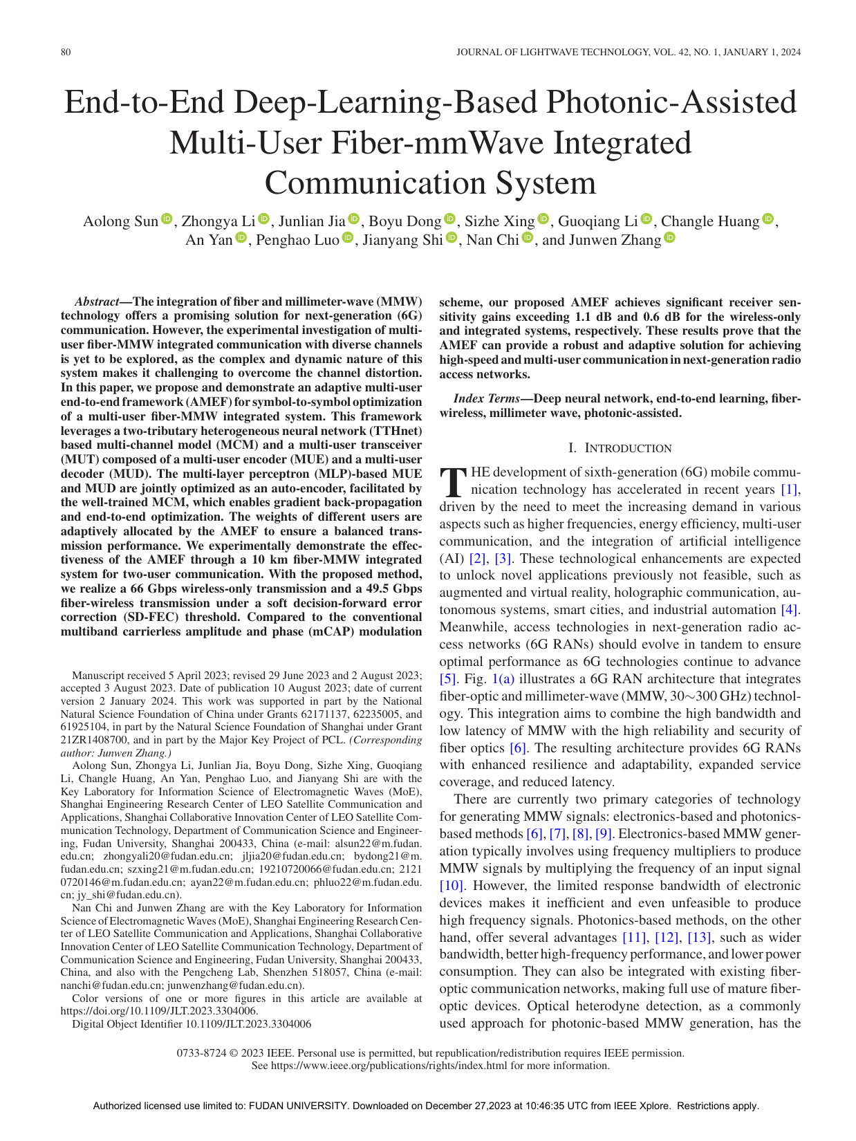End-to-end DL photonic-mmWave system