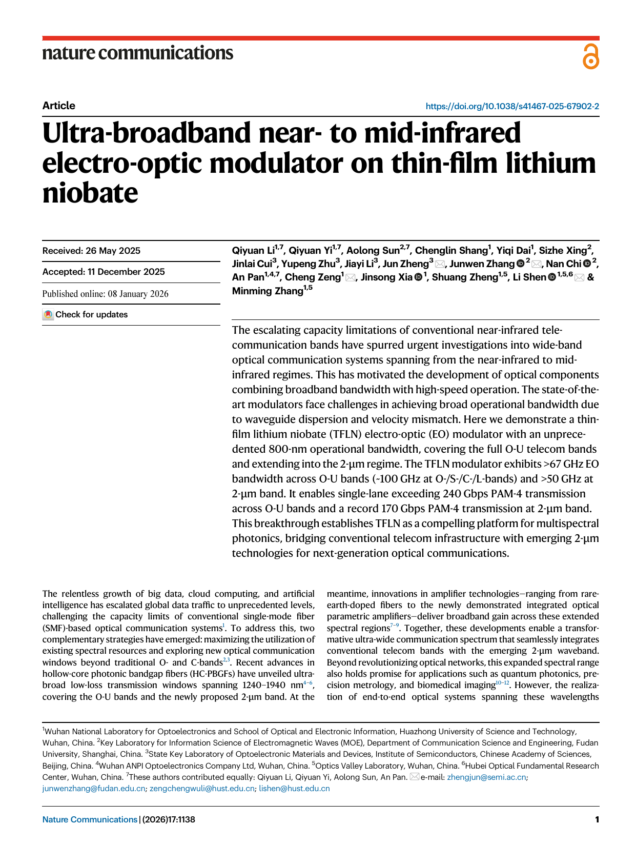 TFLN near- to mid-IR electro-optic modulator